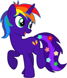 Size: 1632x1902 | Tagged: safe, artist:star-armour95, imported from derpibooru, oc, oc only, oc:rainbow flower, unicorn, female, horn, mare, simple background, transparent background, vector