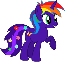 Size: 1647x1581 | Tagged: safe, artist:star-armour95, imported from derpibooru, oc, oc only, oc:rainbow flower, unicorn, female, horn, simple background, solo, transparent background