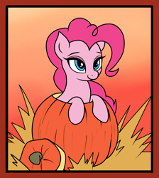 Size: 1535x1716 | Tagged: safe, artist:vomitvomiting, imported from derpibooru, pinkie pie, earth pony, pony, female, pumpkin, solo