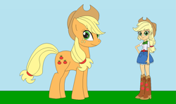 Size: 1195x708 | Tagged: safe, artist:marybethemberjoy49-1, imported from derpibooru, applejack, earth pony, human, equestria girls, applejack's hat, cowboy hat, female, hat, solo