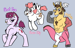 Size: 2469x1599 | Tagged: safe, artist:smirk, imported from derpibooru, oc, oc only, hybrid, crack shipping, muscles, parent:bulk biceps, parent:discord, parent:pinkie pie, parent:tempest shadow, piercing, shipping, trio