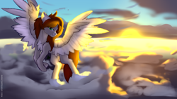 Size: 3840x2160 | Tagged: safe, artist:endelthepegasus, imported from derpibooru, oc, oc only, oc:flappy smile, pegasus, cloud, female, floppy ears, solo, spread wings, wings