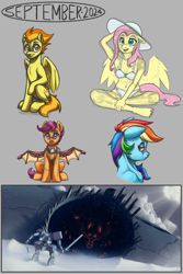 Size: 4000x6000 | Tagged: safe, artist:silverhopexiii, imported from derpibooru, fluttershy, rainbow dash, scootaloo, spitfire, anthro, pegasus, plantigrade anthro, pony, sketch, sketch dump