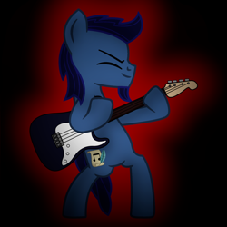 Size: 1080x1080 | Tagged: safe, artist:starless, derpibooru exclusive, imported from derpibooru, oc, oc:starless, earth pony, pony, bass guitar, earth pony oc, eyes closed, guitar, male, musical instrument, rainbow rocks 10th anniversary, solo, stallion, stallion oc