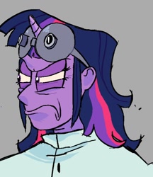 Size: 640x740 | Tagged: safe, imported from derpibooru, twilight sparkle, human, angry, goggles, humanized, scientist, twilight sparkle is not amused, unamused, unhappy