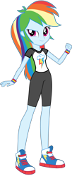 Size: 2048x5000 | Tagged: safe, artist:octosquish7260, imported from derpibooru, rainbow dash, human, equestria girls, clothes, compression shorts, converse, cutie mark, cutie mark on clothes, eqg promo pose set, female, shirt, shoes, shorts, show accurate, simple background, solo, t-shirt, teenager, transparent background, wristband