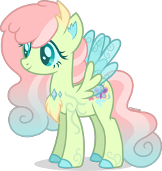 Size: 2474x2606 | Tagged: safe, artist:cirillaq, imported from derpibooru, oc, oc:pixie dust, changepony, hybrid, female, offspring, parent:fluttershy, parent:pharynx, parents:pharshy, simple background, solo, transparent background, vector