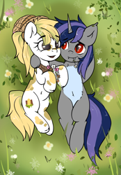 Size: 1640x2360 | Tagged: safe, imported from derpibooru, oc, earth pony, pony, unicorn, commission, couple, cute, duo, flower, horn, ych result