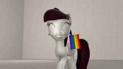 Size: 1920x1080 | Tagged: safe, artist:midnightdanny, oc, oc only, oc:midnight harmony, pony, 3d, eyes closed, female, happy, mare, pride flag