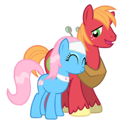 Size: 642x624 | Tagged: safe, edit, imported from derpibooru, vector edit, big macintosh, lotus blossom, earth pony, pony, crack shipping, eyes closed, female, lotusmac, male, open mouth, open smile, shipping, simple background, smiling, straight, transparent background, vector