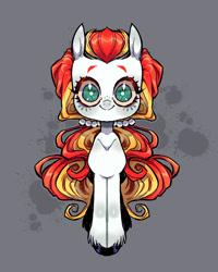 Size: 1080x1350 | Tagged: safe, artist:batzy-artz, imported from derpibooru, part of a set, citrus sweetheart, earth pony, pony, abstract background, alternate design, alternate hairstyle, big eyes, black hooves, colored eyelashes, colored hooves, colored sclera, creepy, creepy smile, female, g3, green eyes, hair tie, heart, heart eyes, hooves, long mane, looking at you, mare, outline, ponytail, red eyelashes, shiny eyelashes, shiny hooves, smiling, solo, standing, staring at you, staring into your soul, symmetrical, tied mane, toy interpretation, two toned mane, unshorn fetlocks, watermark, white coat, white pupils, wide eyes, wingding eyes, yellow sclera