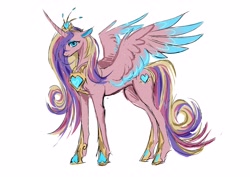 Size: 4093x2894 | Tagged: safe, artist:r-cang, imported from derpibooru, princess cadance, alicorn, pony, alternate design, alternate eye color, colored wings, crown, full body, hoof shoes, jewelry, princess shoes, regalia, simple background, solo, two toned wings, white background, wings