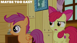 Size: 2000x1125 | Tagged: safe, edit, edited screencap, editor:quoterific, imported from derpibooru, screencap, apple bloom, scootaloo, on your marks