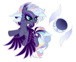 Size: 2805x2298 | Tagged: safe, artist:afterglory, imported from derpibooru, princess luna, rainbow dash, oc, oc only, pegasus, pony, design, fusion, next generation, shipping, storm