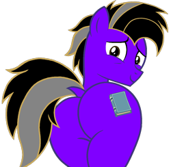 Size: 1064x1040 | Tagged: safe, artist:jonesdylan874, artist:katnekobase, artist:shieldwingarmorofgod, artist:tanahgrogot, imported from derpibooru, oc, oc only, oc:velvet whisperer, earth pony, pony, base used, butt, cute, cutie mark, flank, looking at you, looking back, looking back at you, lovely, male, shy, simple background, solo, stallion, stallion oc, vector