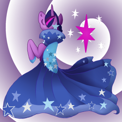 Size: 900x900 | Tagged: safe, artist:ikasama, imported from derpibooru, twilight sparkle, unicorn, clothes, dress, eyes closed, gala dress, twilight sparkle's cutie mark, unicorn twilight