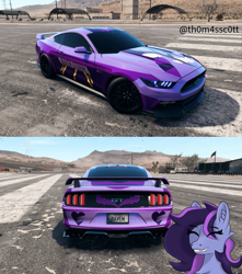 Size: 953x1078 | Tagged: safe, artist:anthroponiessfm, artist:snowy starshine, imported from derpibooru, oc, oc:raven storm, earth pony, pony, airfield, car, cute, ear fluff, eye clipping through hair, eyes closed, fluffy, grin, long mane, mountain, mountain range, need for speed, sky, smiling