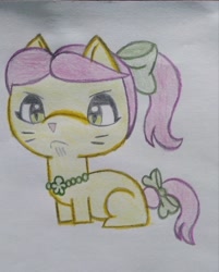 Size: 2678x3333 | Tagged: safe, artist:tom artista, imported from derpibooru, cat, animal, animal in mlp form, catified, drawing, female, g5, posey bloom, solo, species swap, traditional art