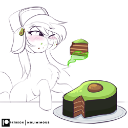 Size: 2100x2100 | Tagged: safe, artist:clubvixen, imported from derpibooru, oc, oc only, oc:cher nobyl, pony, cake, eating, female, food, mare, simple background, solo, white background