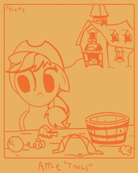 Size: 1600x2000 | Tagged: safe, artist:pylony, imported from derpibooru, applejack, big macintosh, braeburn, earth pony, applecest, barn, braemac, bucket, cousin incest, cousins, cow tools, embarrassed, female, gay, hat, hill, incest, limited palette, male, meme, no mouth, shipping, silhouette, sweet apple acres, table, the far side