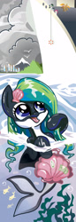 Size: 1728x5040 | Tagged: safe, artist:lytlethelemur, imported from derpibooru, oc, oc only, oc:marina (efnw), earth pony, orca, orca pony, original species, pegasus, pony, unicorn, everfree northwest, horn