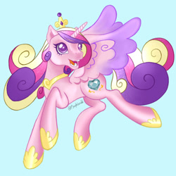 Size: 1894x1894 | Tagged: safe, artist:the-morphiend, imported from derpibooru, princess cadance, alicorn, pony, crown, female, g3, g4 to g3, generation leap, hoof shoes, horn, jewelry, mare, princess shoes, regalia, signature, solo, spread wings, tail, wings