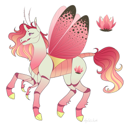 Size: 2900x2900 | Tagged: safe, artist:squishkitti, imported from derpibooru, oc, oc only, changepony, hybrid, cloven hooves, female, interspecies offspring, offspring, parent:princess cadance, parent:thorax, simple background, six legs, solo, transparent background