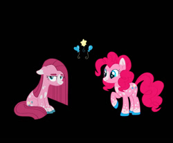 Size: 983x813 | Tagged: safe, artist:vulpiscaniss, imported from derpibooru, pinkie pie, earth pony, pony, duality, pinkamena diane pie, solo