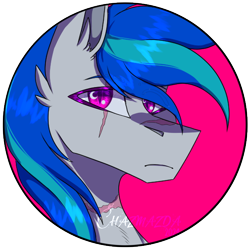 Size: 600x600 | Tagged: safe, artist:chazmazda, imported from derpibooru, oc, oc only, bat pony, pony, bat pony oc, bat wings, cel shading, commission, commission open, frown, icon, long hair, scar, shading, simple background, transparent background, wings