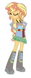 Size: 730x1799 | Tagged: safe, artist:spiralofficialartsyt, imported from derpibooru, oc, oc only, oc:country summer, equestria girls, magical lesbian spawn, offspring, parent:applejack, parent:sunset shimmer, parents:appleshimmer, simple background, solo, transparent background