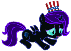 Size: 602x439 | Tagged: safe, artist:alexlayer, artist:bronyboy, artist:luismi c3a, editor:railpony, editor:taionafan369, imported from derpibooru, oc, oc only, oc:nyx, alicorn, pony, alicorn oc, box critters, female, female oc, filly, filly oc, foal, hat, horn, pony oc, simple background, slit pupils, solo, spread wings, top hat, transparent background, uncle sam, united states, wings