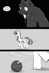 Size: 2362x3543 | Tagged: safe, imported from derpibooru, twilight sparkle, alicorn, diamond dog, comic, grayscale, mare body worship（english version), monochrome, smoke bomb, speech bubble, twilight sparkle (alicorn)