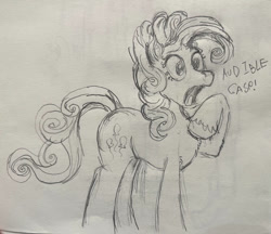 Size: 828x717 | Tagged: safe, artist:fluffywolf36, imported from derpibooru, pinkie pie, earth pony, drawing, female, gasp, pencil drawing, sketch, solo, traditional art