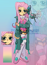 Size: 1936x2642 | Tagged: safe, artist:nimingxiwang168, imported from derpibooru, fluttershy, human, equestria girls, abstract background, alternate clothes, clothes, full body, gradient background, humanized, reference sheet, solo