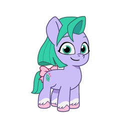 Size: 1200x1200 | Tagged: safe, artist:caseyben887, imported from derpibooru, earth pony, pony, spoiler:g5, bow, female, filly, foal, g5, my little pony: tell your tale, pippsqueaks, seashell (g5), simple background, smiling, solo, tail, tail bow, transparent background