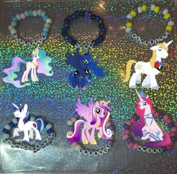 Size: 733x720 | Tagged: safe, artist:lnx1ynight16, imported from derpibooru, part of a set, prince blueblood, princess amore, princess cadance, princess celestia, princess luna, shining armor, alicorn, pony, unicorn, female, horn, kandi, royal sisters, royalty, siblings, sisters, smiling