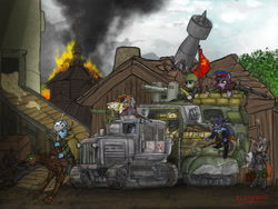 Size: 1840x1380 | Tagged: safe, artist:смуглнка, imported from derpibooru, oc, oc only, earth pony, pony, cyrillic, gun, russian, soviet, soviet union, tank (vehicle), weapon, world war ii