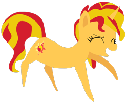 Size: 2214x1794 | Tagged: safe, artist:wissle, imported from derpibooru, sunset shimmer, pony, unicorn, dancing, do the sparkle, eyes closed, female, happy, horn, mare, newbie artist training grounds, open mouth, pointy ponies, raised hoof, raised leg, simple background, solo, transparent background