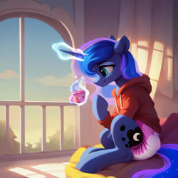 Size: 1242x1242 | Tagged: safe, imported from twibooru, princess luna, ai generated, diaper, image, needs more jpeg