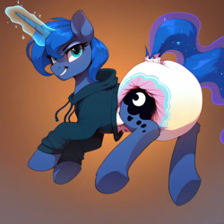 Size: 1242x1242 | Tagged: safe, imported from twibooru, princess luna, ai generated, diaper, image, needs more jpeg