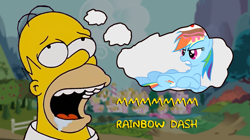 Size: 1929x1080 | Tagged: safe, edit, edited screencap, editor:umsx, imported from derpibooru, screencap, rainbow dash, pegasus, pony, party of one, season 1, homer simpson