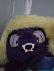 Size: 1536x2048 | Tagged: safe, artist:limeythecheetah, artist:razzy, artist:shuze926, imported from derpibooru, oc, oc only, oc:ray, bust, fursuit, indoors, irl, photo, ponysuit, portrait, solo