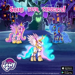 Size: 1080x1080 | Tagged: safe, imported from derpibooru, princess cadance, princess celestia, princess luna, gameloft