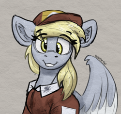 Size: 1222x1151 | Tagged: safe, artist:reddthebat, imported from derpibooru, derpy hooves, pegasus, pony, ear fluff, eye clipping through hair, eyebrows, eyebrows visible through hair, female, floppy ears, freckles, grin, looking at you, mailmare, mare, signature, smiling, smiling at you, solo