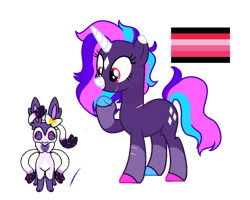 Size: 1141x912 | Tagged: safe, artist:opalitexyz, edit, imported from derpibooru, oc, oc only, oc:opalite spirit, pony, sylveon, unicorn, base used, horn, hypersexual pride flag, pokémon, pride, pride flag