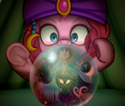 Size: 2000x1700 | Tagged: safe, artist:zetamad, imported from derpibooru, opaline arcana, pinkie pie, twilight sparkle, alicorn, earth pony, pony, atg 2023, crystal, crystal ball, earth pony crystal, female, frog (hoof), g5, gypsy pie, madame pinkie, mare, newbie artist training grounds, pegasus crystal, solo, twilight sparkle (alicorn), underhoof, unicorn crystal, unity crystals