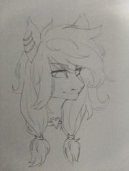 Size: 960x1280 | Tagged: safe, artist:leonfilcher, imported from derpibooru, oc, oc only, oc:marshmallow bombshell, pegasus, pony, bust, choker, collar, ear piercing, earring, eyelashes, female, fluffy hair, fluffy mane, hair ribbon, jewelry, long eyelashes, long hair, male, mare, pegasus oc, piercing, pigtails, ponytail, portrait, ribbon, side view, sketch, striped hair, striped mane, striped tail, tail, traditional art, wings