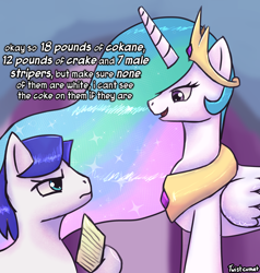 Size: 2850x3000 | Tagged: safe, artist:twistcumet, imported from derpibooru, princess celestia, alicorn, pony, friendship is magic, 2d, blue eyes, blue hair, blurry background, colored, colored sketch, crown, determined, dialogue, ears, eyelashes, female, folded wings, funny, gold, height difference, horn, jewelry, lined paper, list, long horn, long legs, long mane, long neck, looking at someone, looking down, looking up, male, mare, meme, multicolored hair, muzzle, necklace, nonchalant, nostrils, paper, purple eyes, rainbow hair, regalia, royal guard, shaded sketch, shading, shiny, shiny eyes, shiny mane, shitposting, short mane, simple background, sketch, smiling, sparkles, speech, stallion, standing, talking, tall, text, white fur, wings