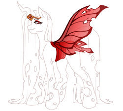 Size: 1159x1052 | Tagged: safe, artist:kazmuun, imported from derpibooru, oc, changeling, albino changeling, female, horn, horn ring, jewelry, ring, simple background, solo, transparent background