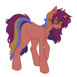 Size: 1000x1000 | Tagged: safe, artist:kazmuun, imported from derpibooru, oc, pony, unicorn, broken horn, eyepatch, female, horn, mare, simple background, solo, transparent background